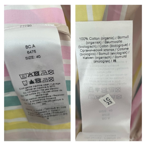 GANNI Cotton Midi Dress In Striped Print size US 8 - Picture 15 of 16